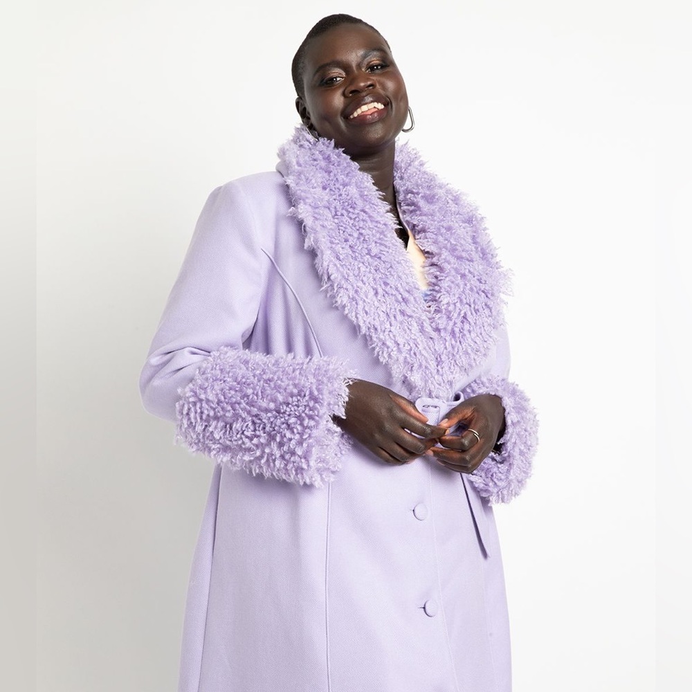 NWT Eloquii Fit & Flare Coat with Fur Trim Plus Size 22/24